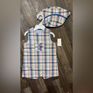 Little Me Striped Shortall Romper NWT